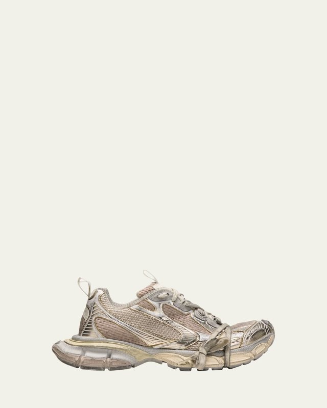3XL Metallic Mesh Lace Trainer Sneakers